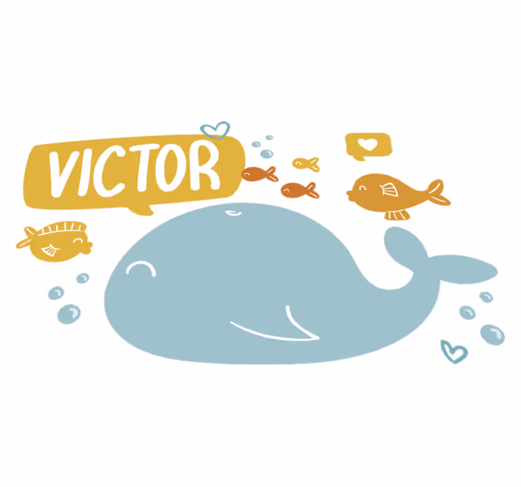Covor vinil animal design cu balenă drăguță - TenStickers