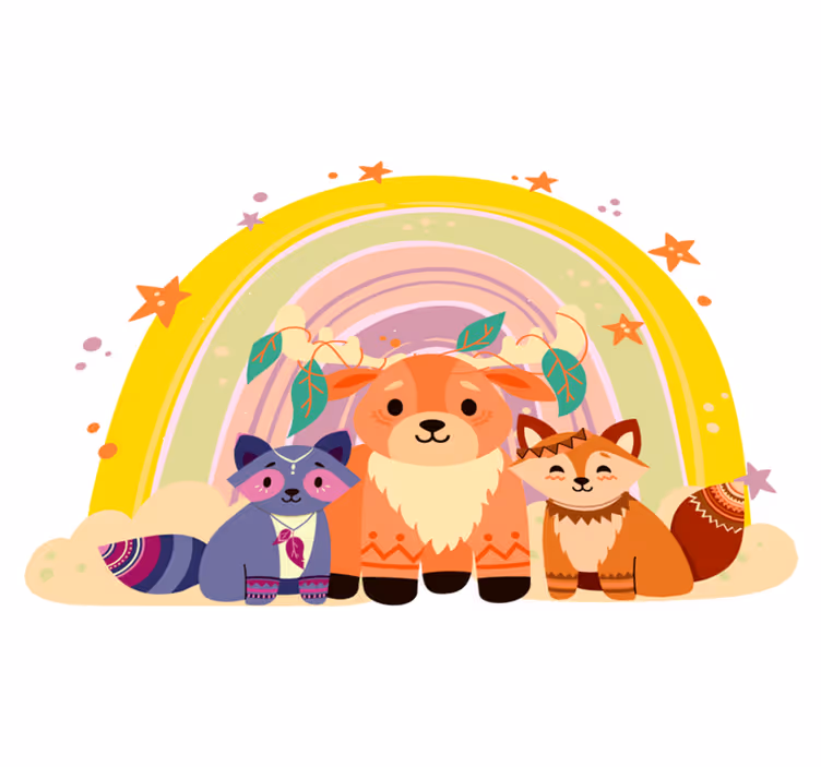Covor vinil animal trio de creaturi fermecătoare - TenStickers