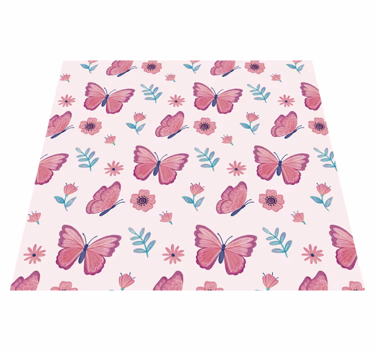 Covor vinil animal compoziție flori fluture - TenStickers