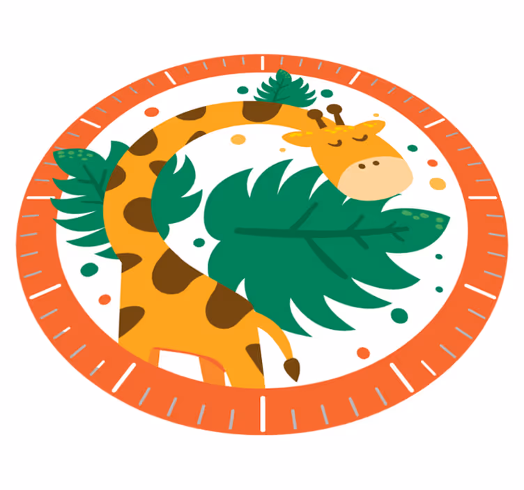 Covor vinil animal ceas pentru copii cu girafă - TenStickers
