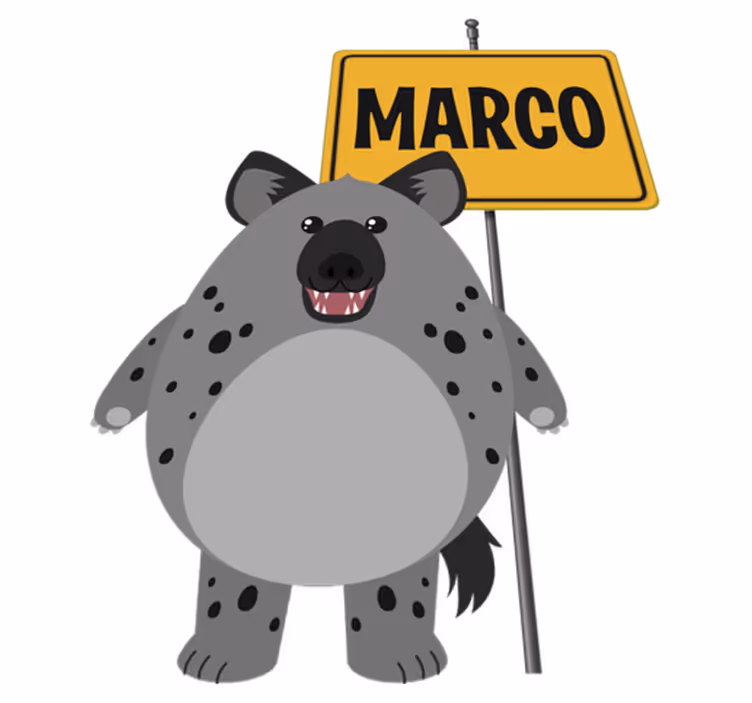 Covor vinil animal hiena sălbatică cu nume - TenStickers