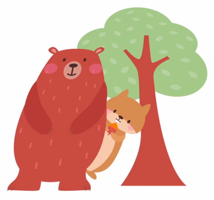 Covor vinil animal prietenie între veveriță și urs - TenStickers
