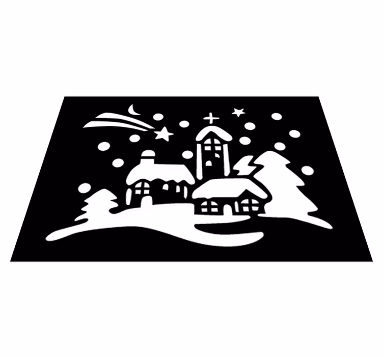 Covor vinil crăciun oraș alb și negru - TenStickers