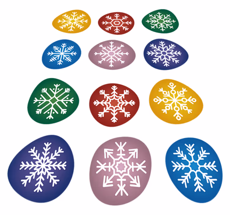 Covor vinil crăciun fulgi de zăpadă colorați - TenStickers