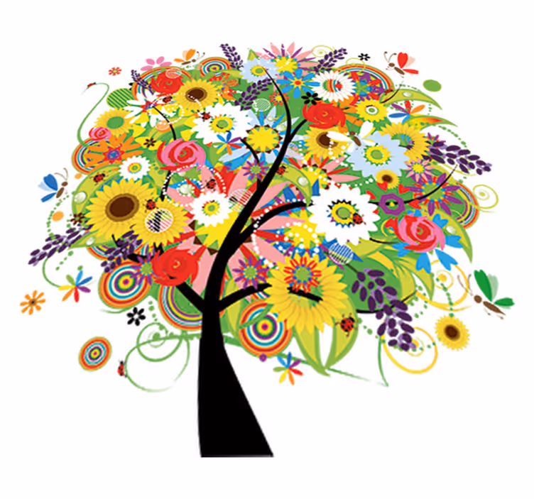 Covor vinil flori și plante copac de vară - TenStickers