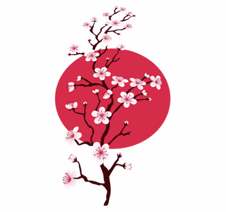 Covor vinil flori și plante ramuri de cireș japonez - TenStickers