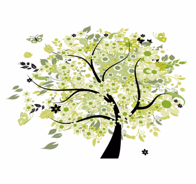 Covor vinil flori și plante copac verde de primăvară - TenStickers