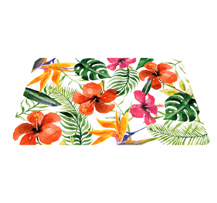 Covor vinil flori și plante monstera colorată - TenStickers