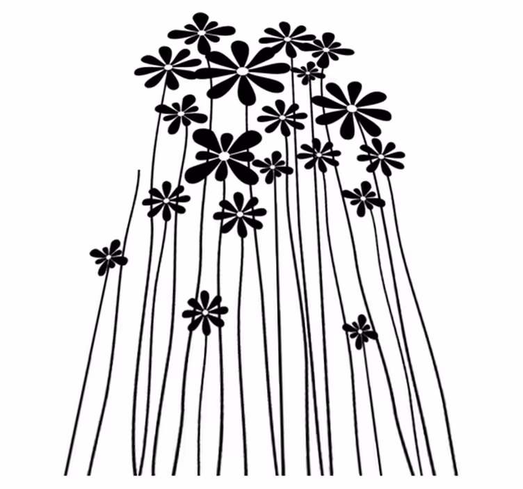 Covor vinil flori și plante flori mari negre - TenStickers