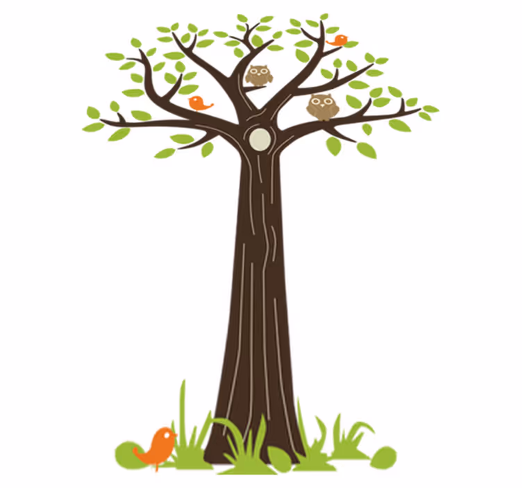 Covor vinil flori și plante bufnițe și copaci - TenStickers