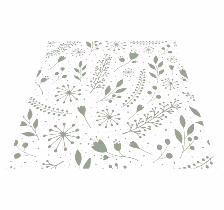 Covor vinil flori și plante frunze verzi cu flori - TenStickers