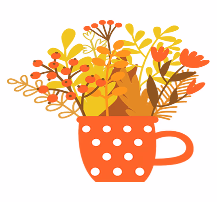 Covor vinil flori și plante borcan de toamnă - TenStickers