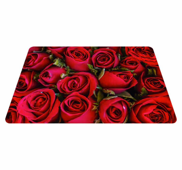 Covor vinil flori și plante stil floral roșu - TenStickers
