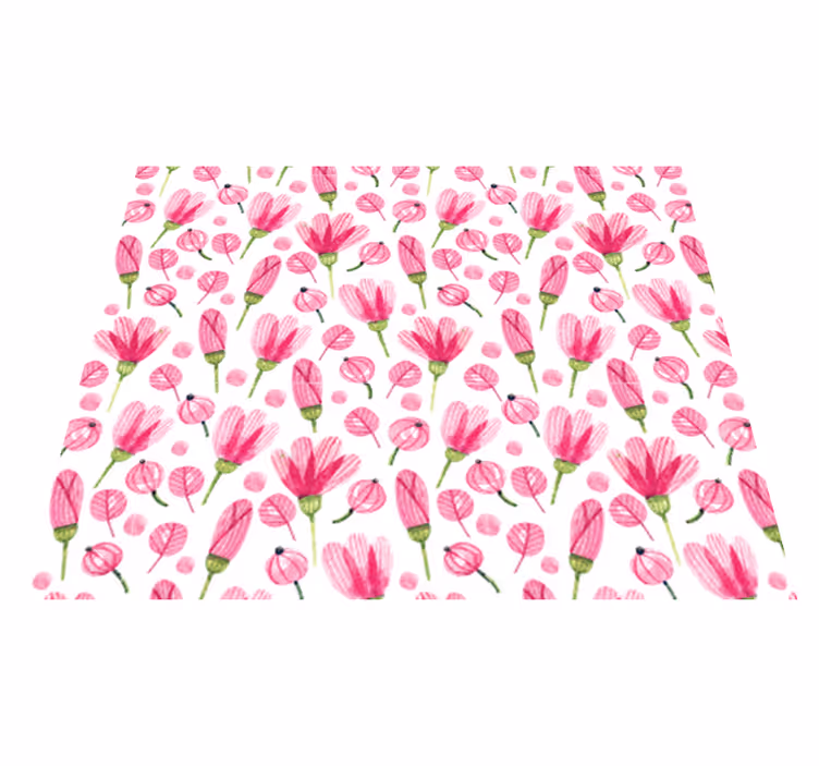 Covor vinil flori și plante flori acvarelă roz - TenStickers