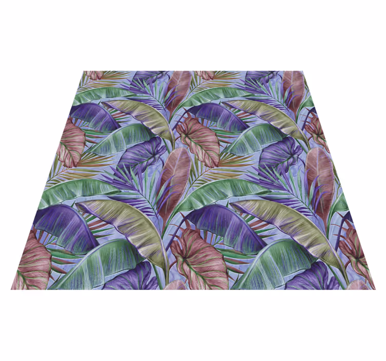 Covor vinil flori și plante design cu frunze mov - TenStickers