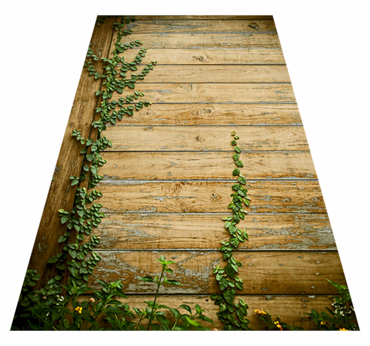 Covor vinil flori și plante viță de vie pe lemn - TenStickers