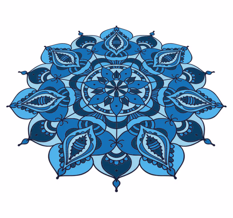 Covor vinil flori și plante mandala albastră lotus - TenStickers