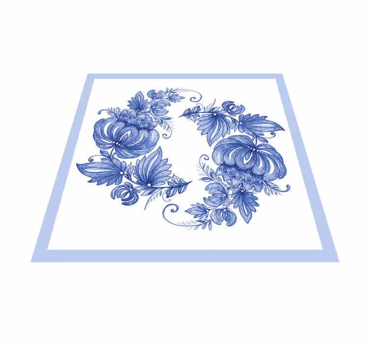 Covor vinil flori și plante design floral albastru - TenStickers