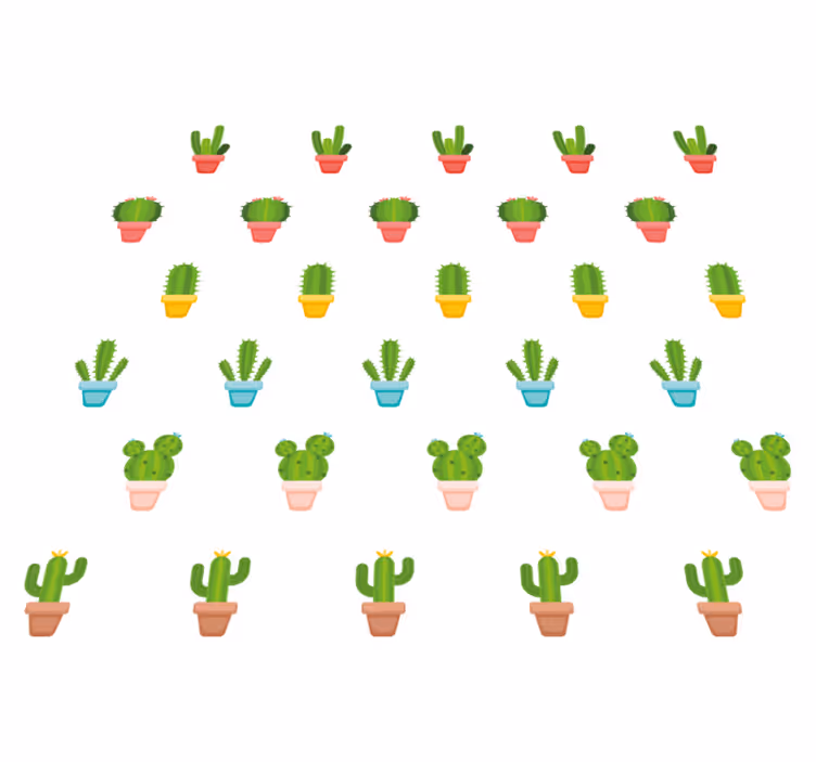 Covor vinil flori și plante cu model de cactuși - TenStickers