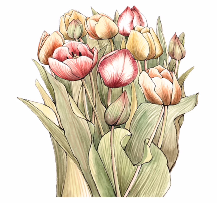 Covor vinil flori și plante buchet de lalele colorate - TenStickers
