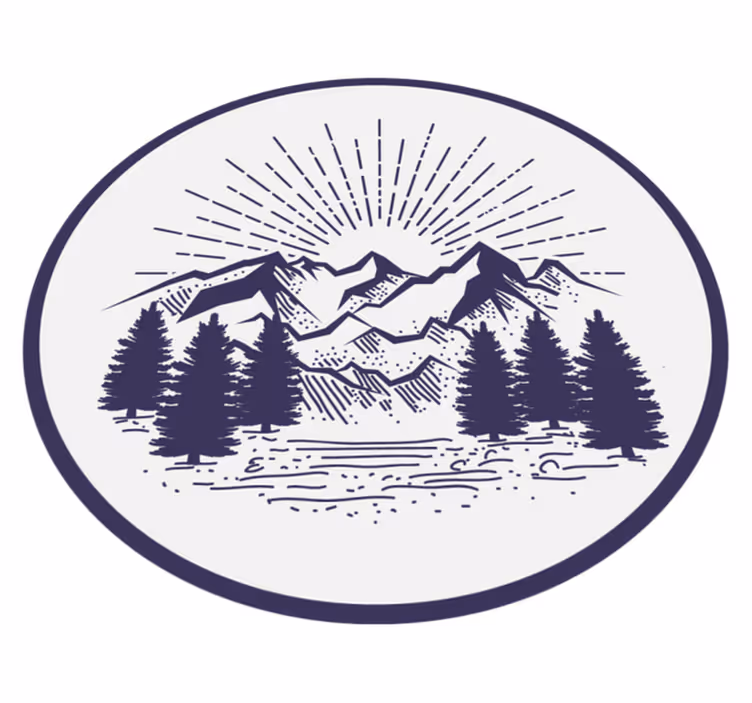 Covor vinil flori și plante peisaj montan rotund - TenStickers