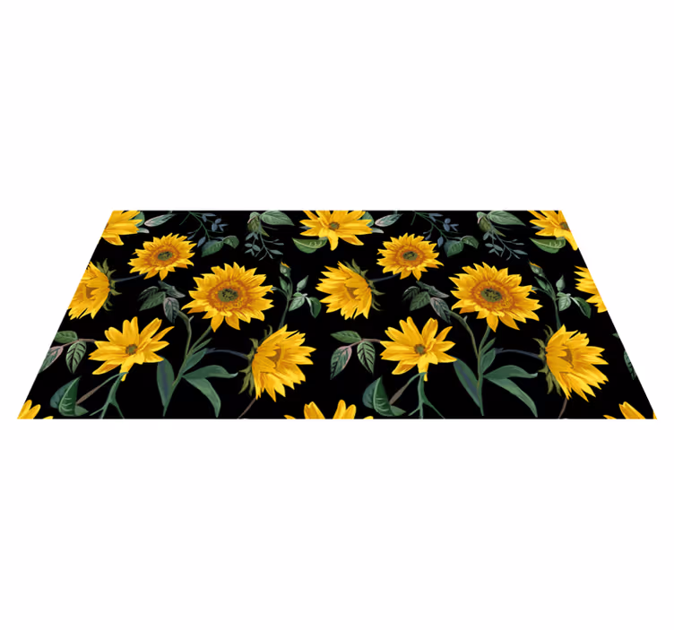 Covor vinil flori și plante floarea-soarelui vintage - TenStickers