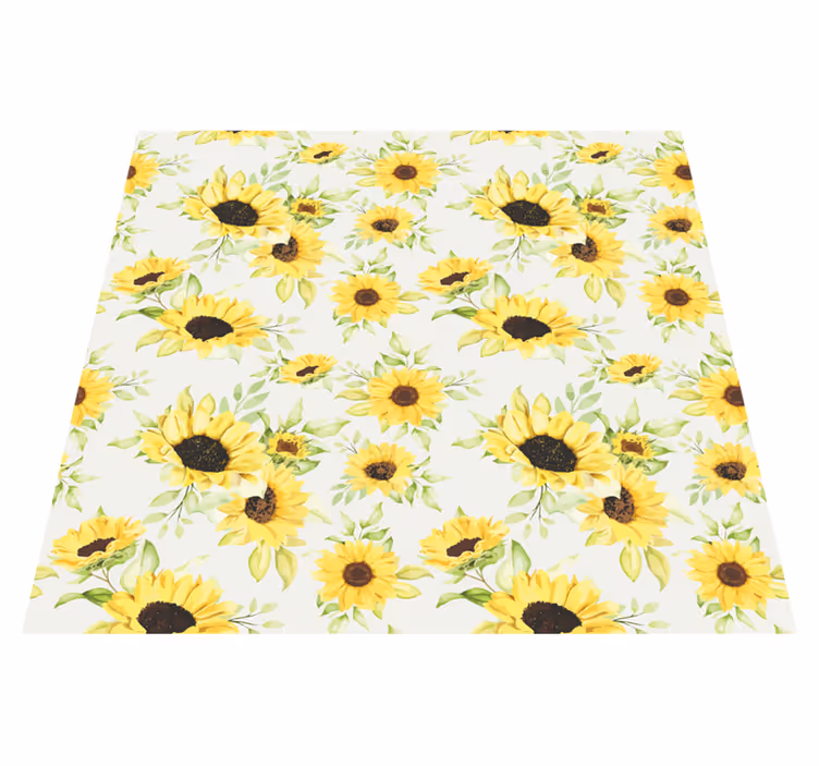 Covor vinil flori și plante floarea-soarelui acuarelă - TenStickers