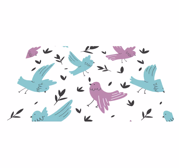 Covor vinil animal păsări albastre și mov - TenStickers
