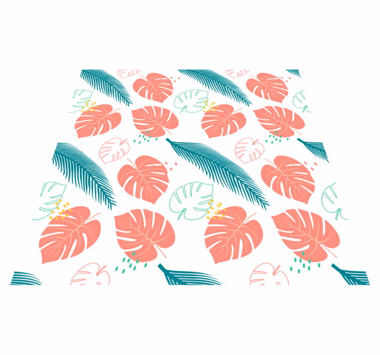 Covor vinil flori și plante frunze tropicale roz - TenStickers