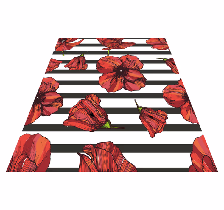 Covor vinil flori și plante maci polonezi - TenStickers