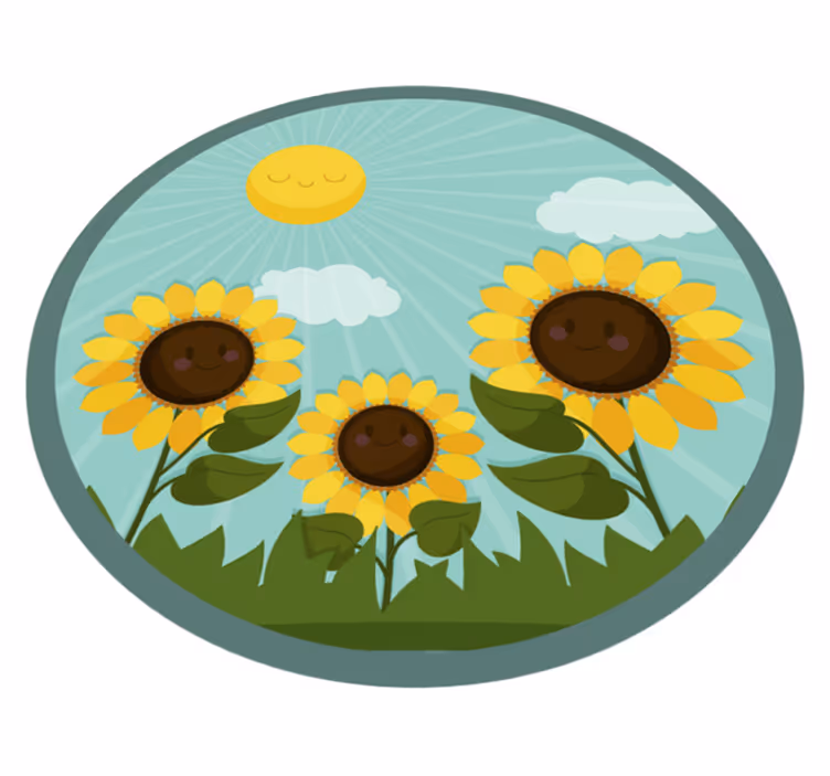 Covor vinil flori și plante sub razele soarelui - TenStickers