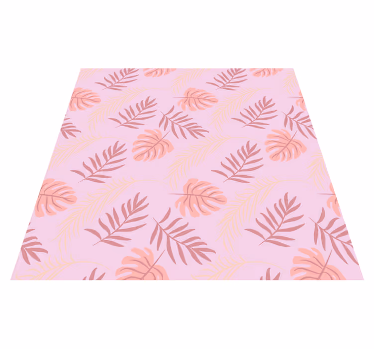 Covor vinil flori și plante design cu frunze tropicale roz - TenStickers