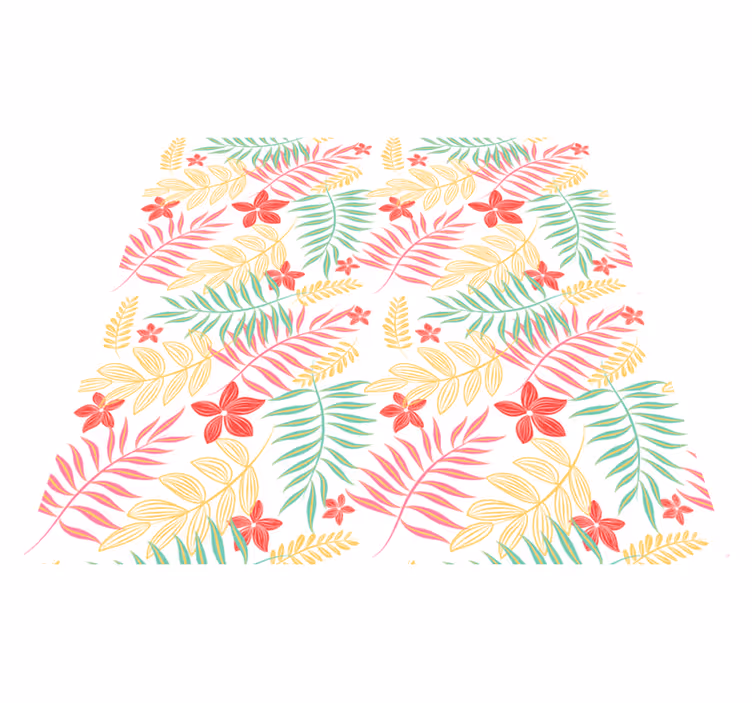 Covor vinil flori și plante design cu frunze neon - TenStickers