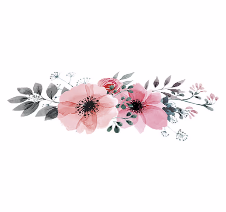 Covor vinil flori și plante maci aquarella - TenStickers