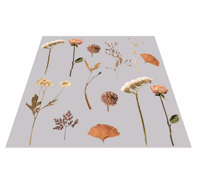Covor vinil flori și plante cu model de frunze uscate - TenStickers