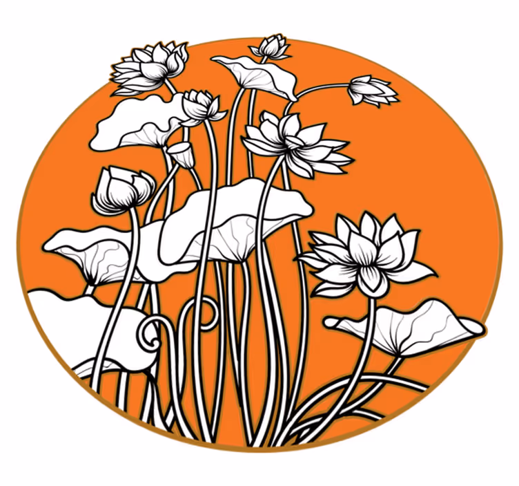 Covor vinil flori și plante stil ilustrație lotus - TenStickers
