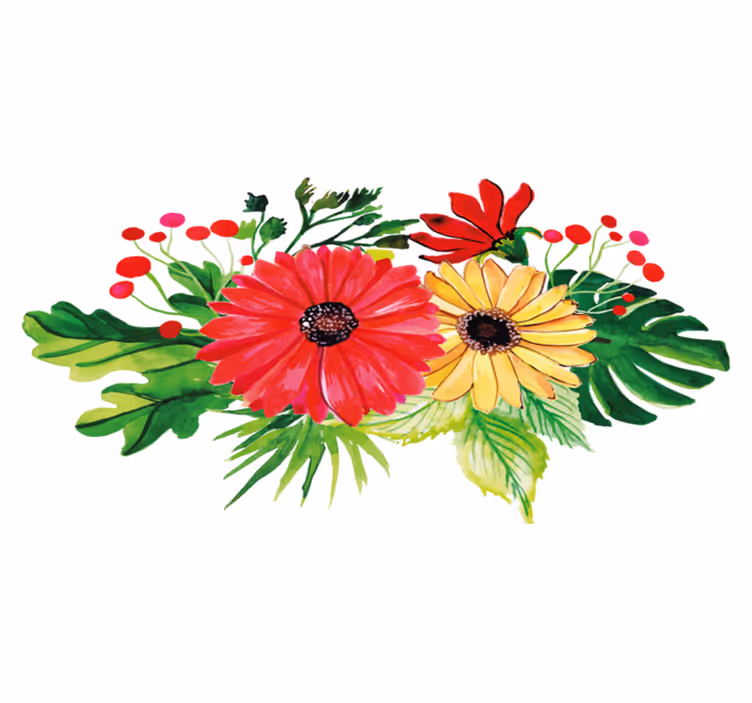 Covor vinil flori și plante design orizontal elegant - TenStickers