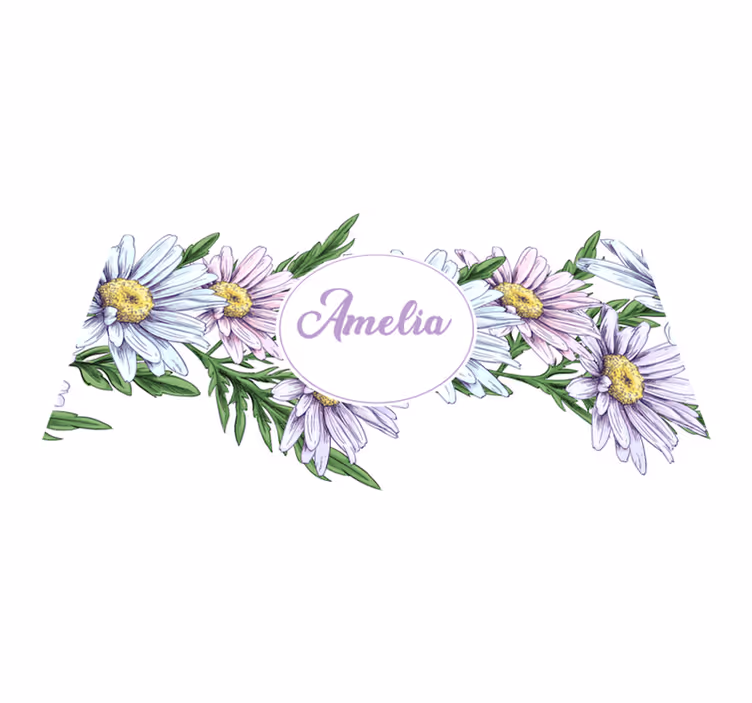 Covor vinil flori și plante design cu nume margaretă - TenStickers