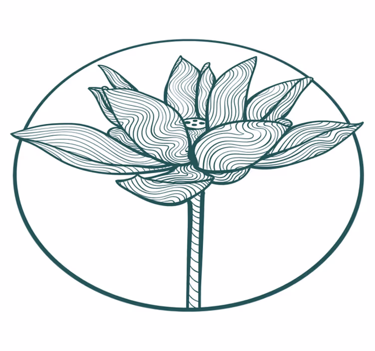 Covor vinil flori și plante ilustrație floare lotus - TenStickers
