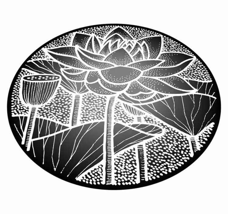 Covor vinil flori și plante stil tradițional lotus - TenStickers