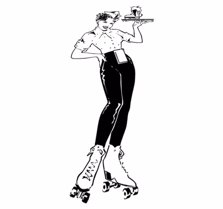 Covor de vinil pentru bucătărie chelneriță vintage - TenStickers