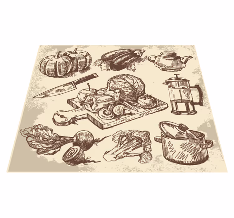 Covor de vinil pentru bucătărie ilustrație vintage - TenStickers