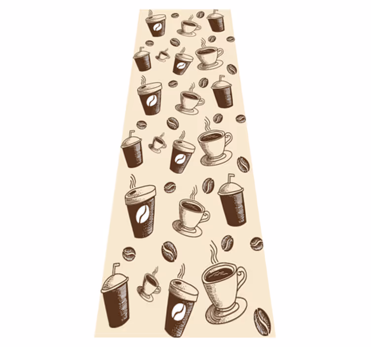 Covor de vinil pentru bucătărie cu model cafea și căni - TenStickers