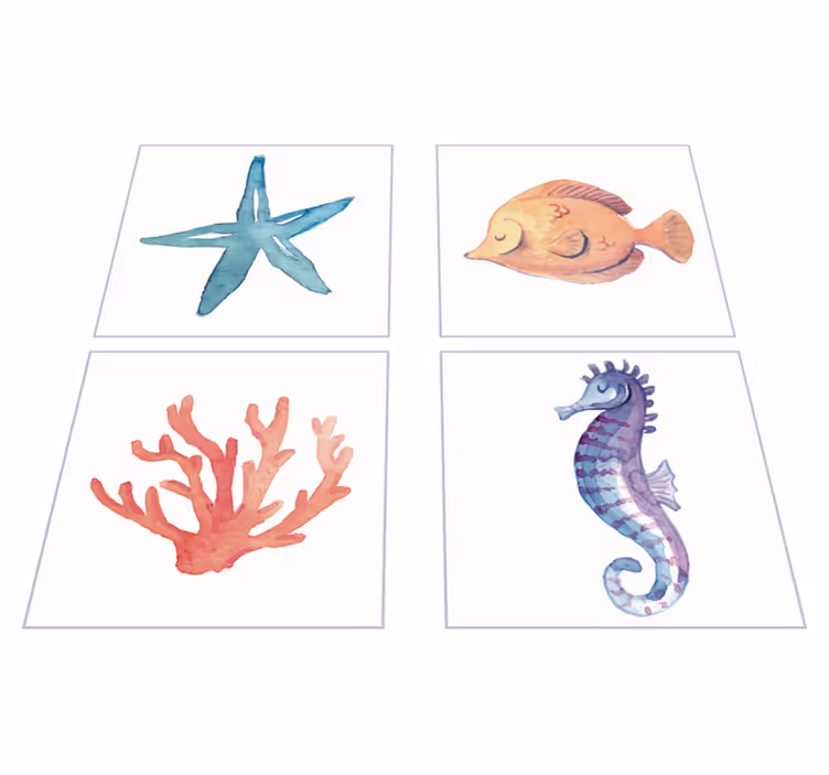 Covor de vinil pentru baie animale marine - TenStickers