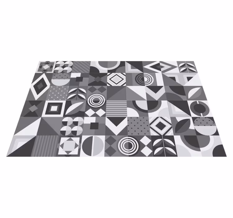 Covor de vinil pentru baie cu plăci geometrice gri - TenStickers