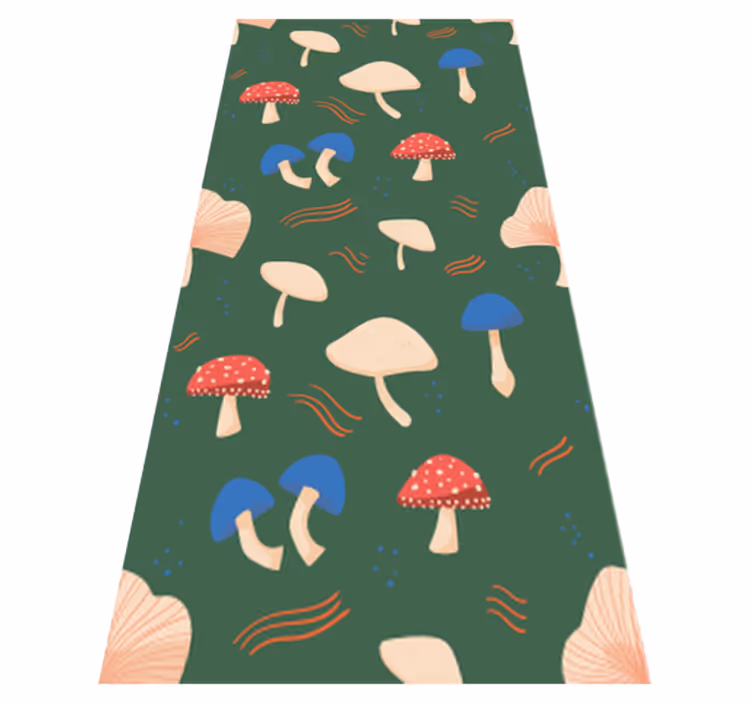 Covor vinil flori și plante ciuperci roșii și albe - TenStickers
