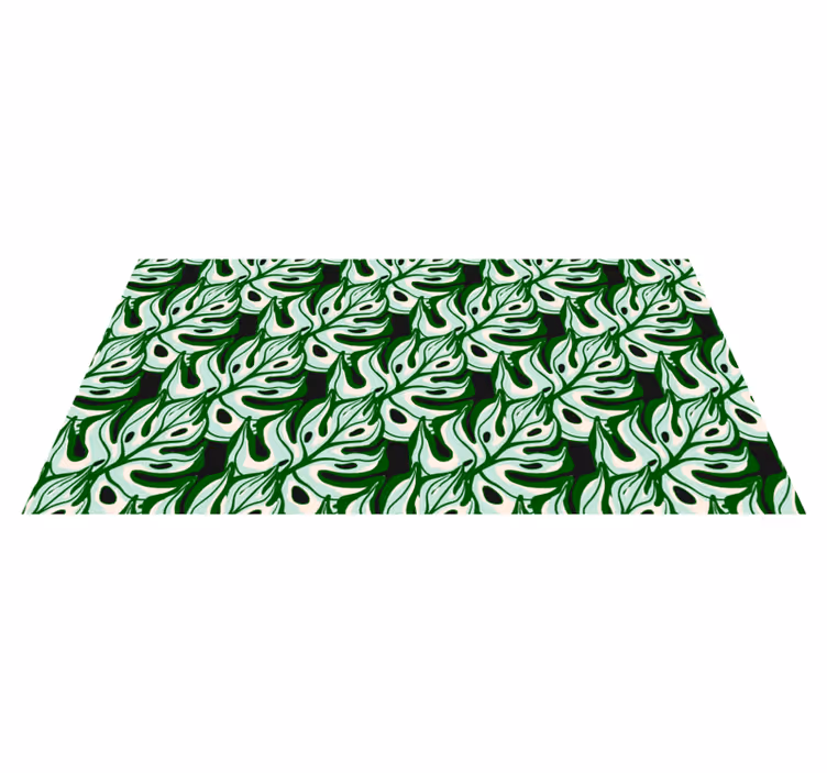 Covor vinil flori și plante model floral verde și negru - TenStickers