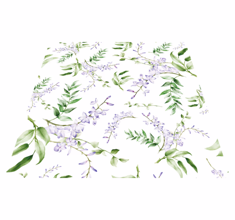 Covor vinil flori și plante motiv lavandă pentru fereastră - TenStickers