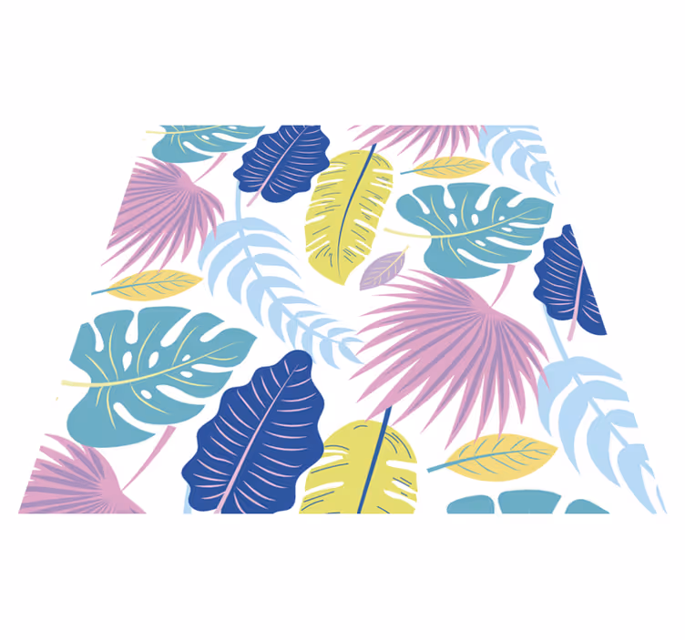 Covor vinil flori și plante cu motive colorate de frunze - TenStickers