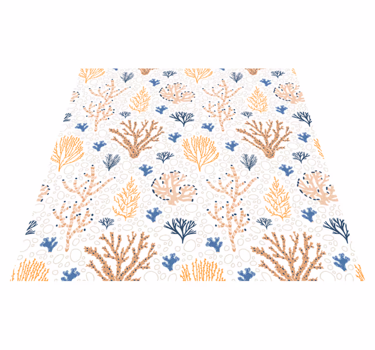 Covor vinil flori și plante model corali stilat - TenStickers